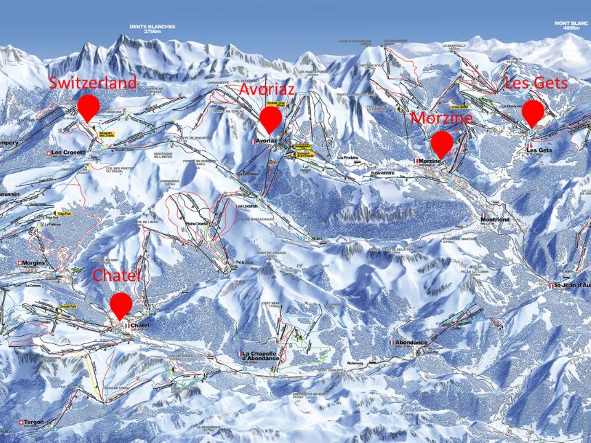 Large map of Guided ski holidays at The Ski Gathering