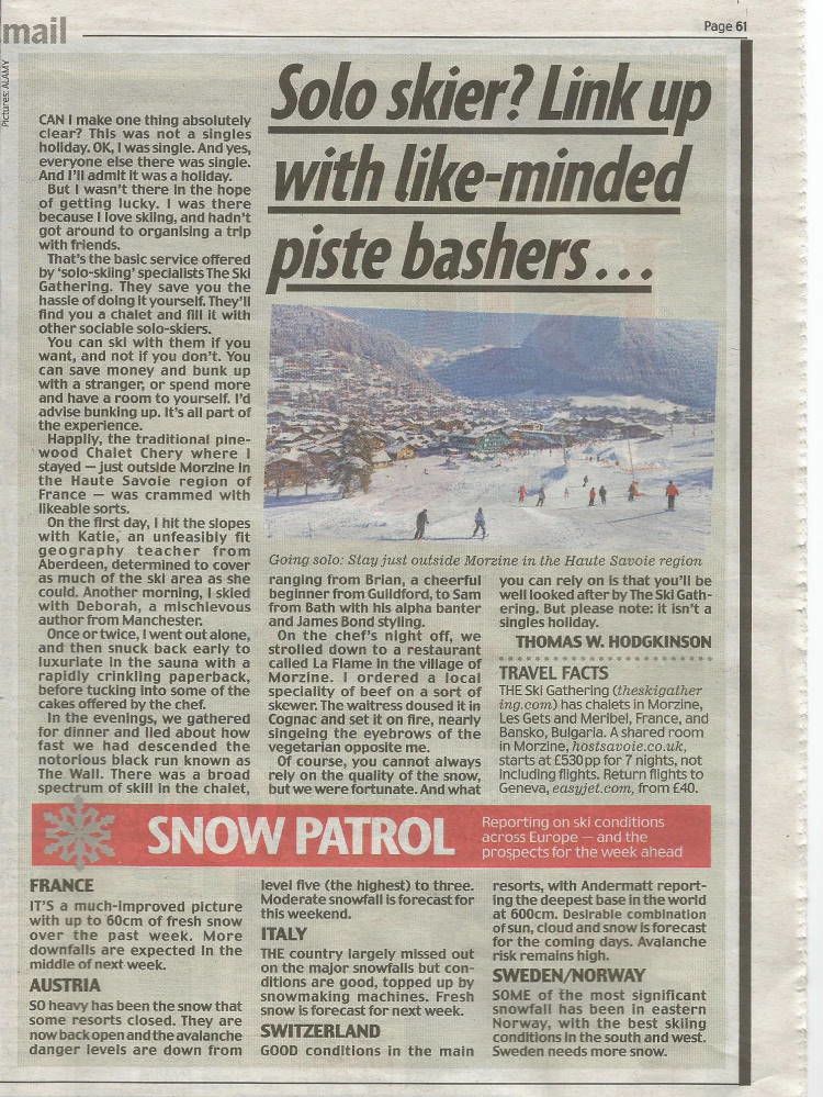Daily Mai press clipping for The Ski Gathering