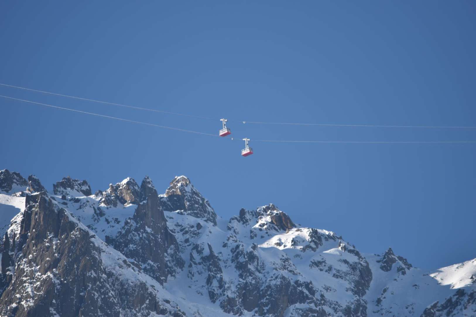 Cable Cars over Chamonix ski resort