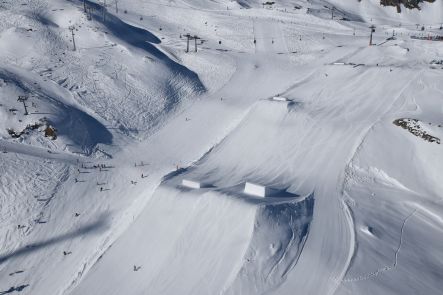 A small sample of the snowpark jumps in Kaprun