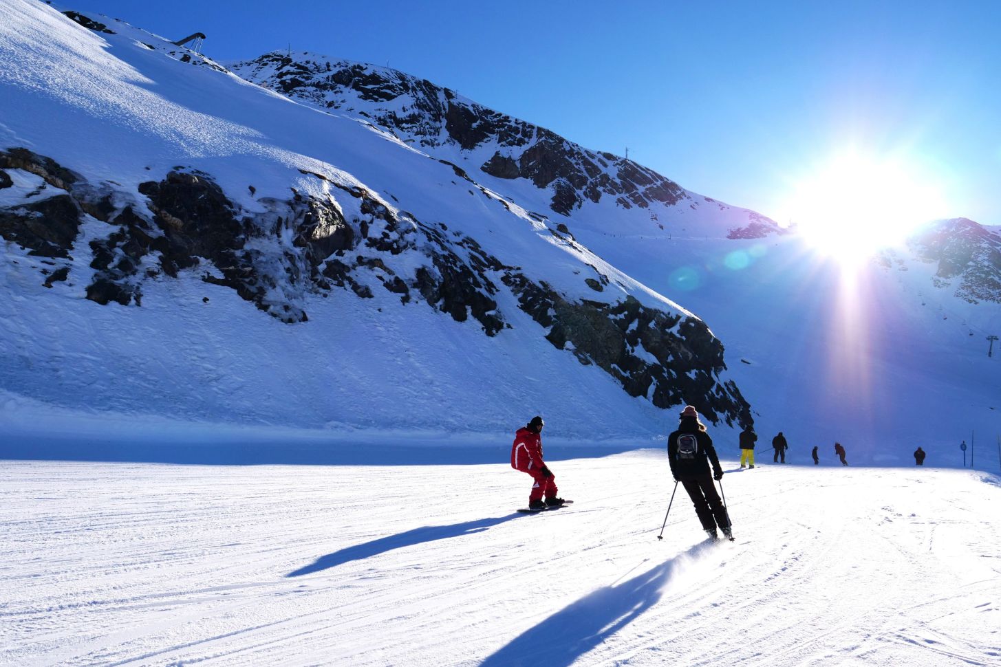 Skiing on a sunny day