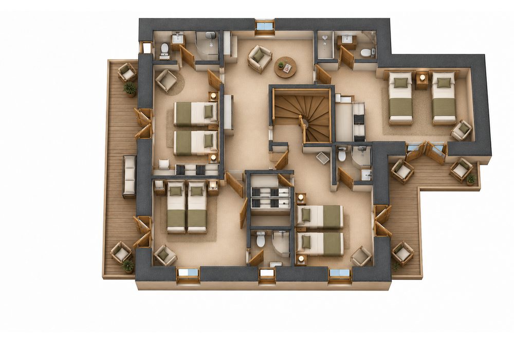 Second floor plan in Chalet Barthelemy