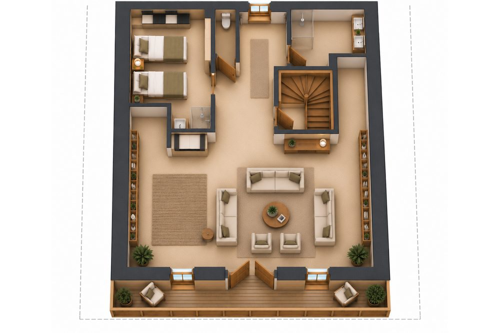 Top floor plan in Chalet Barthelemy