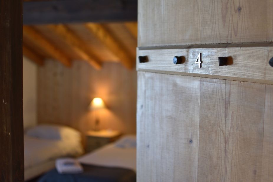 Door detail of quad Bedroom 4 in Chalet Chez Claude