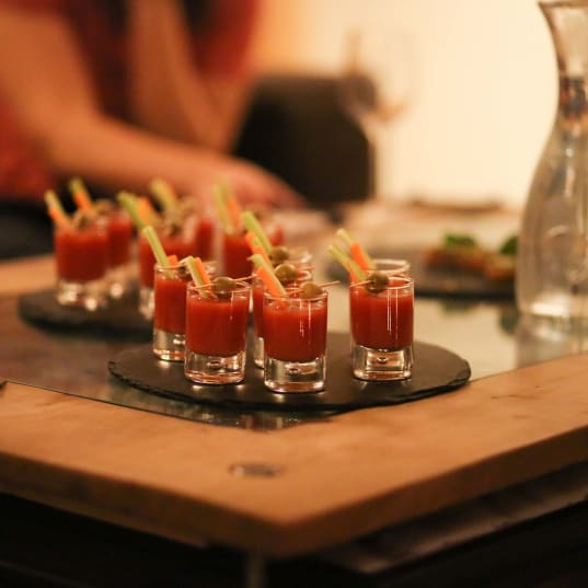 Canapes served on our Solo Ski Holidays