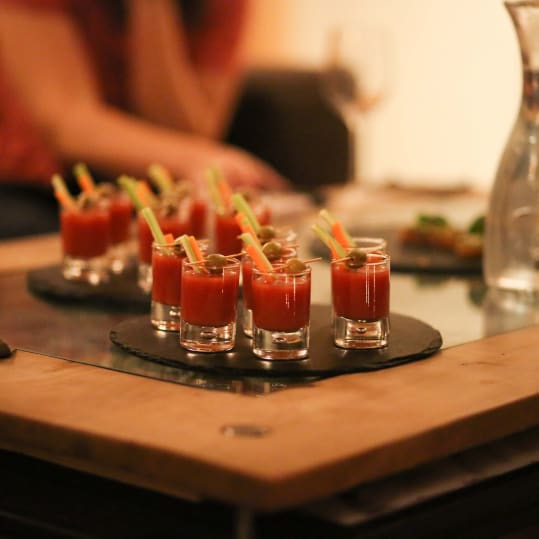 Canapes served on our Solo Ski Holidays