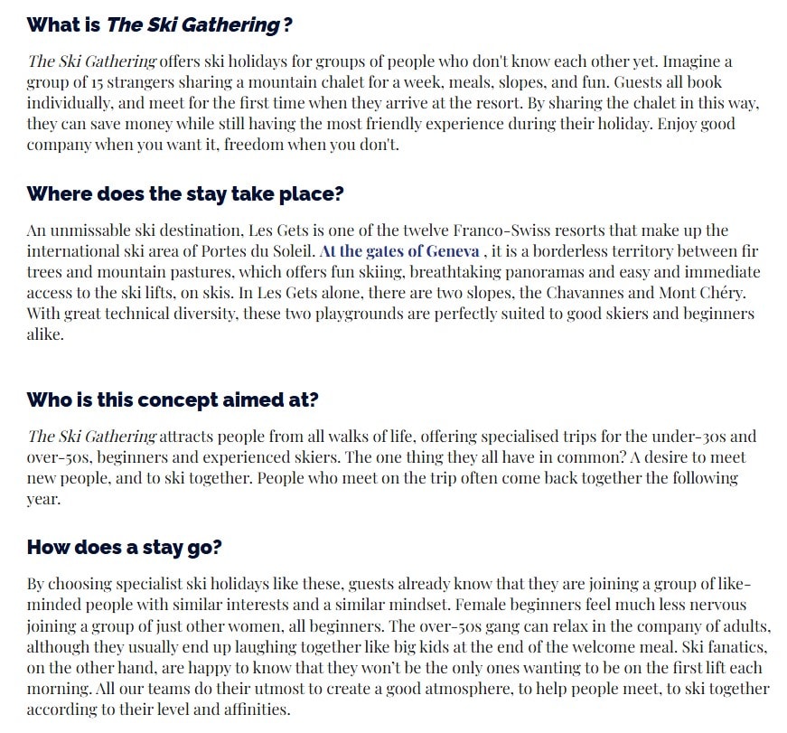 En Vol online article snippet about the The Ski Gathering