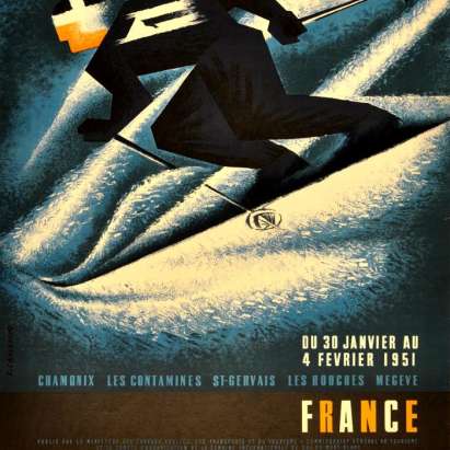 1951 Ski Poster Chamonix