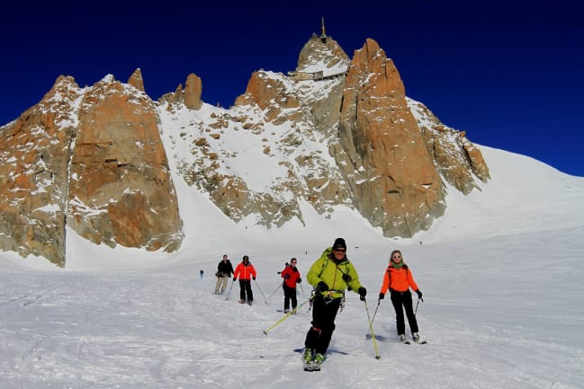 Skiing the Vallee Blanche glacier descent - Photograph courtesy of The Compagnie des Guides de Chamonix