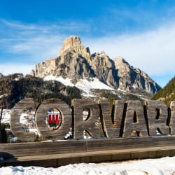 Sign of Corvara Ski Resort
