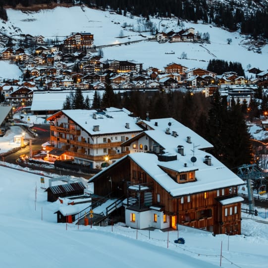 View of Corvara resort at night