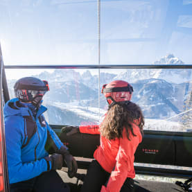 Pair of skiers on a social ski trip