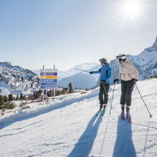 People on the slopes in the Italian Alps