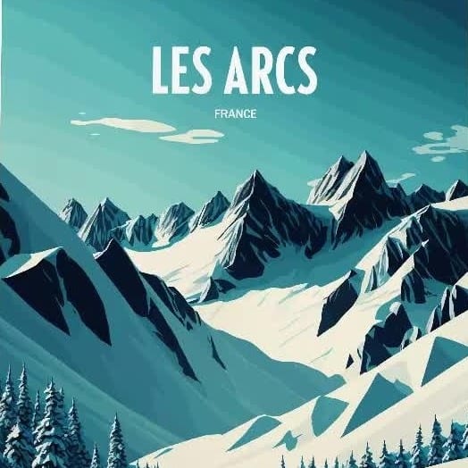 Snowman cartoon poster of Les Gets, France