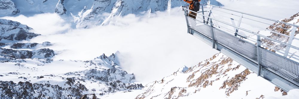 A person on Belvedere Des Ecrins in Les Deux Alpes