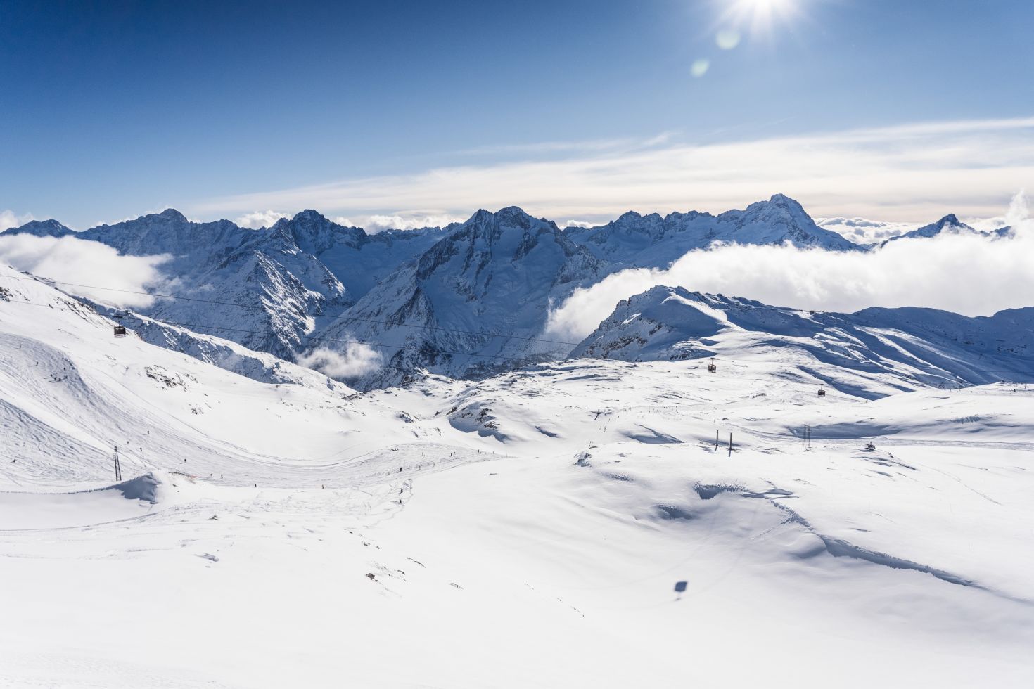 View of ski pistes of Les Deux Alpes