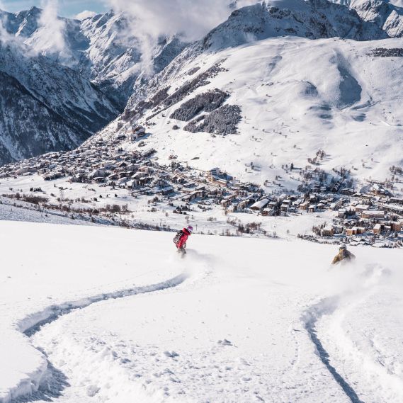 Tracks in the Les Deux Alpes' snow