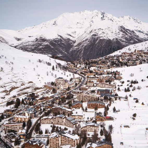 View of Les Deux Alpes village