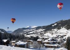 Hot air balloons over Les Gets ski resort