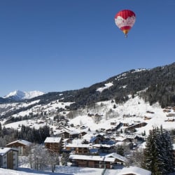 Hot air balloons over Les Gets ski resort