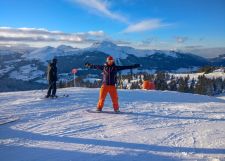 A snowboarder on one of our Intermediates ski holidays