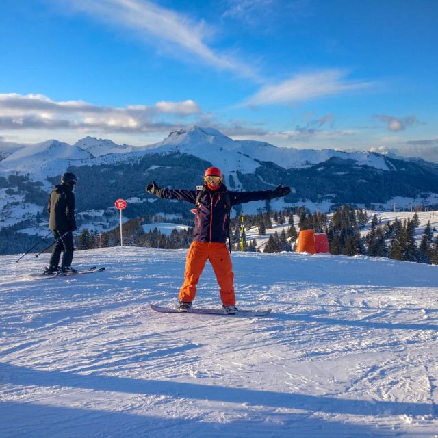 A snowboarder on one of our Intermediates ski holidays