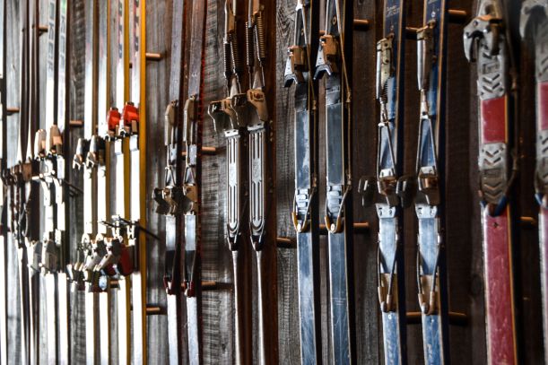 Skis on display in a Ski Shop