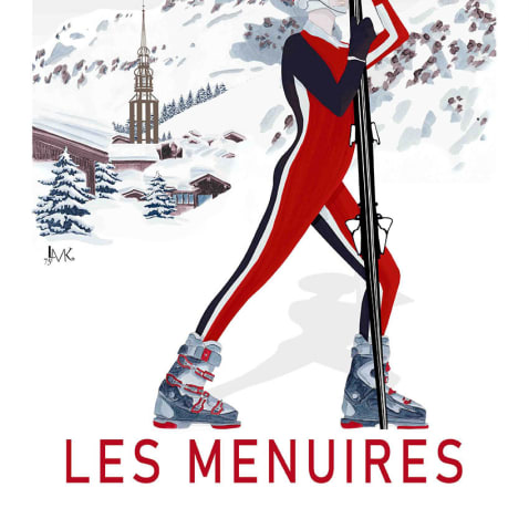 Retro poster of Les Menuires, France
