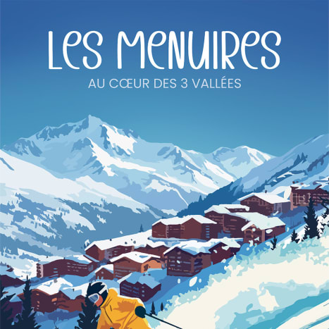 Retro poster of Les Menuires ski resort