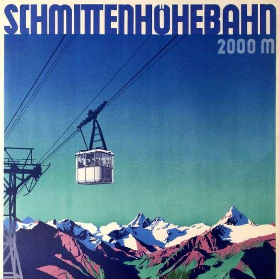 Art Deco Poster, Zell am See Cable Car