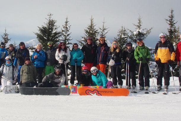 Large group of Solo Skiers and Snowboarders