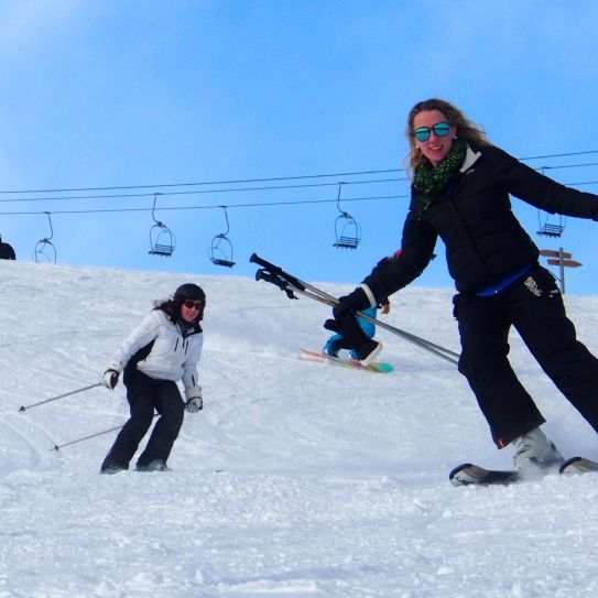 Two single-parent mothers skiing in the French Alps